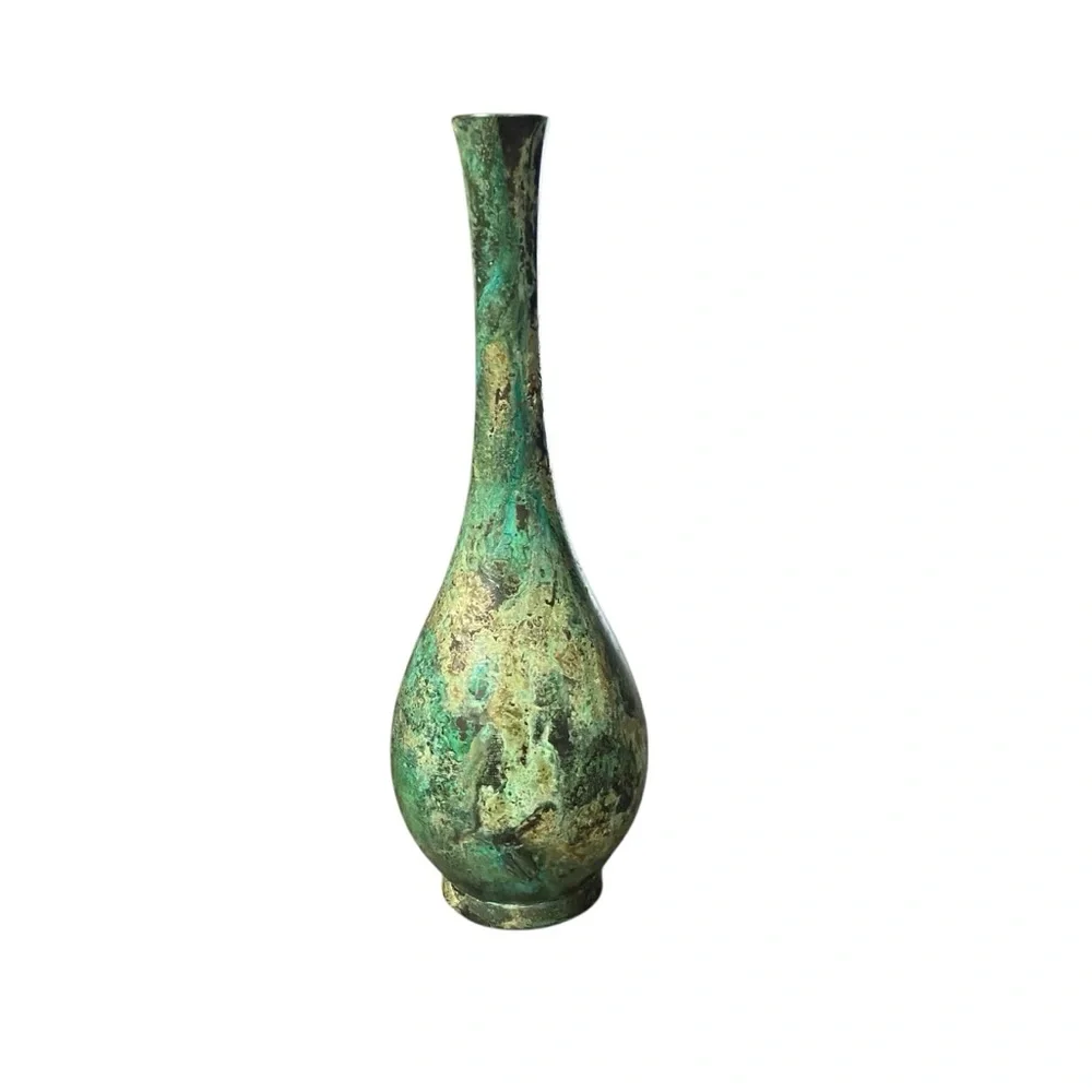 Antique Japanese Bronze Soliflor Vase Amazing Patina